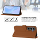 For Samsung Galaxy S24+ 5G Skin Feel Solid Color Leather Phone Case with Lanyard(Brown)