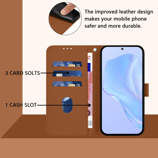 For Samsung Galaxy S24+ 5G Skin Feel Solid Color Leather Phone Case with Lanyard(Brown)