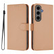 For Samsung Galaxy S24+ 5G Skin Feel Solid Color Leather Phone Case with Lanyard(Nude)