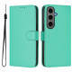 For Samsung Galaxy S24+ 5G Skin Feel Solid Color Leather Phone Case with Lanyard(Green)