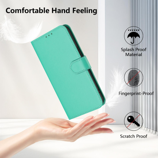 For Samsung Galaxy S24+ 5G Skin Feel Solid Color Leather Phone Case with Lanyard(Green)