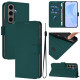 For Samsung Galaxy S24+ 5G Skin Feel Solid Color Leather Phone Case with Lanyard(Dark Green)
