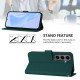 For Samsung Galaxy S24+ 5G Skin Feel Solid Color Leather Phone Case with Lanyard(Dark Green)