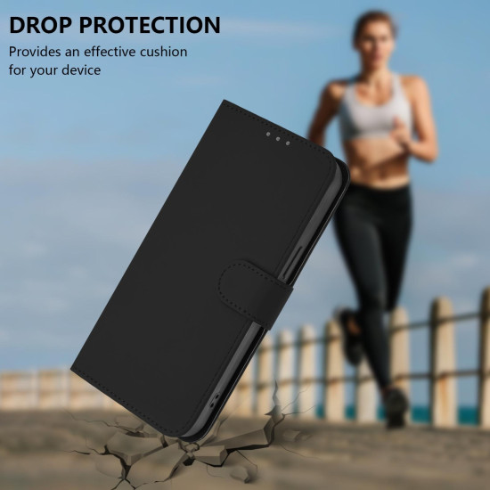 For Samsung Galaxy S24+ 5G Skin Feel Solid Color Leather Phone Case with Lanyard(Black)