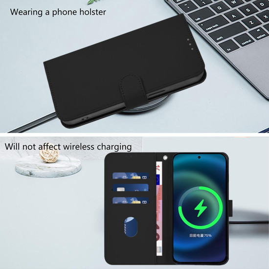 For Samsung Galaxy S24+ 5G Skin Feel Solid Color Leather Phone Case with Lanyard(Black)