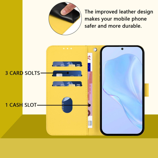 For Samsung Galaxy S24+ 5G Skin Feel Solid Color Leather Phone Case with Lanyard(Lemon Yellow)