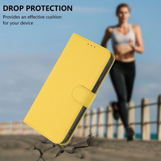 For Samsung Galaxy S24+ 5G Skin Feel Solid Color Leather Phone Case with Lanyard(Lemon Yellow)