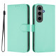 For Samsung Galaxy S24+ 5G Skin Feel Solid Color Leather Phone Case with Lanyard(Mint Green)