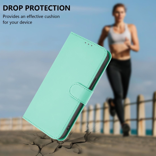 For Samsung Galaxy S24+ 5G Skin Feel Solid Color Leather Phone Case with Lanyard(Mint Green)