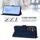 For Samsung Galaxy S24+ 5G Skin Feel Solid Color Leather Phone Case with Lanyard(Navy Blue)