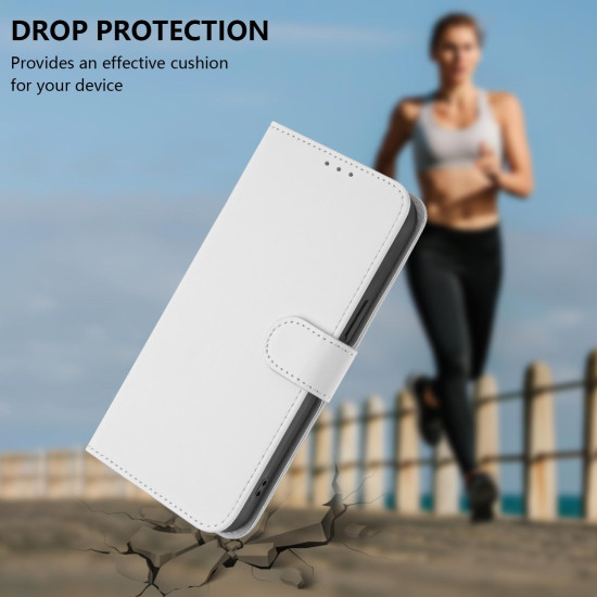 For Samsung Galaxy S24+ 5G Skin Feel Solid Color Leather Phone Case with Lanyard(White)