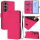 For Samsung Galaxy S24+ 5G Skin Feel Solid Color Leather Phone Case with Lanyard(Rose Red)