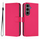 For Samsung Galaxy S24+ 5G Skin Feel Solid Color Leather Phone Case with Lanyard(Rose Red)