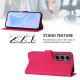 For Samsung Galaxy S24+ 5G Skin Feel Solid Color Leather Phone Case with Lanyard(Rose Red)
