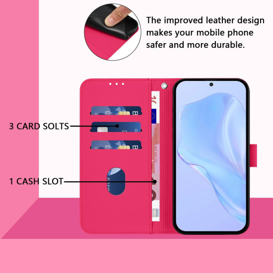For Samsung Galaxy S24+ 5G Skin Feel Solid Color Leather Phone Case with Lanyard(Rose Red)