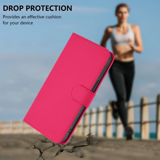 For Samsung Galaxy S24+ 5G Skin Feel Solid Color Leather Phone Case with Lanyard(Rose Red)