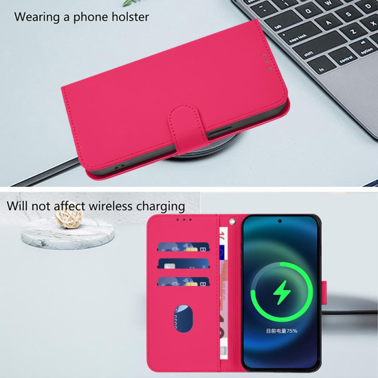 For Samsung Galaxy S24+ 5G Skin Feel Solid Color Leather Phone Case with Lanyard(Rose Red)