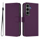 For Samsung Galaxy S24+ 5G Skin Feel Solid Color Leather Phone Case with Lanyard(Violet)