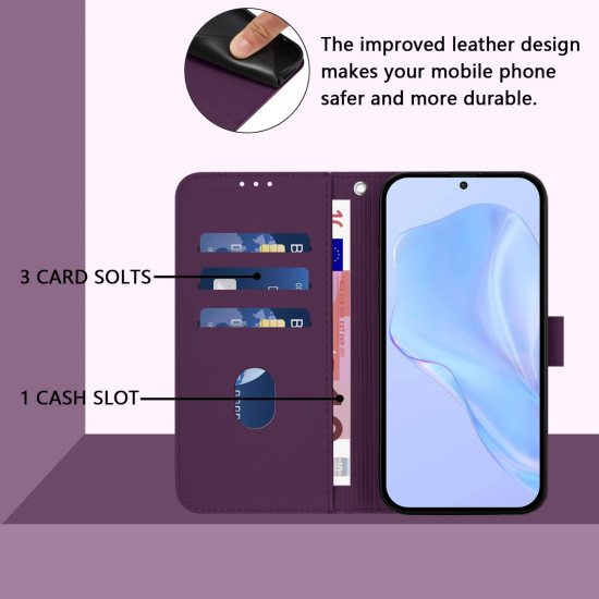 For Samsung Galaxy S24+ 5G Skin Feel Solid Color Leather Phone Case with Lanyard(Violet)