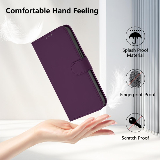 For Samsung Galaxy S24+ 5G Skin Feel Solid Color Leather Phone Case with Lanyard(Violet)