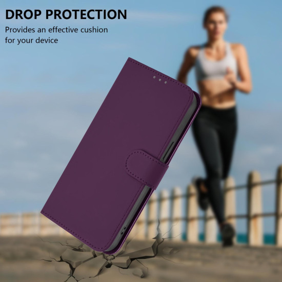 For Samsung Galaxy S24+ 5G Skin Feel Solid Color Leather Phone Case with Lanyard(Violet)