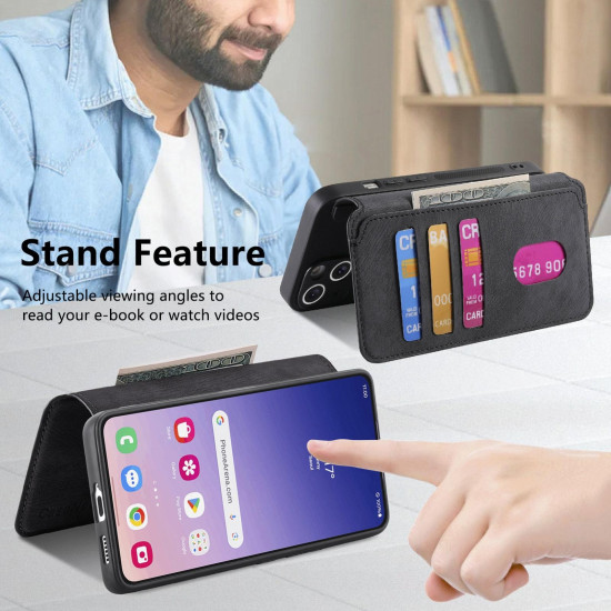 For Samsung Galaxy S24+ 5G CaseNeo MagSafe RFID Anti-theft Retro Leather Phone Case(Black)