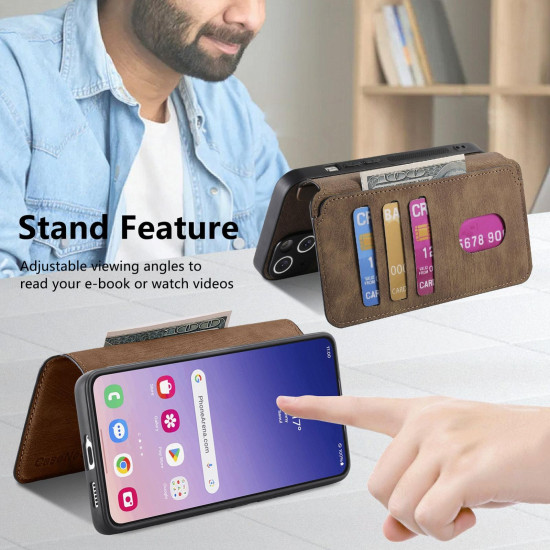 For Samsung Galaxy S24+ 5G CaseNeo MagSafe RFID Anti-theft Retro Leather Phone Case(Brown)