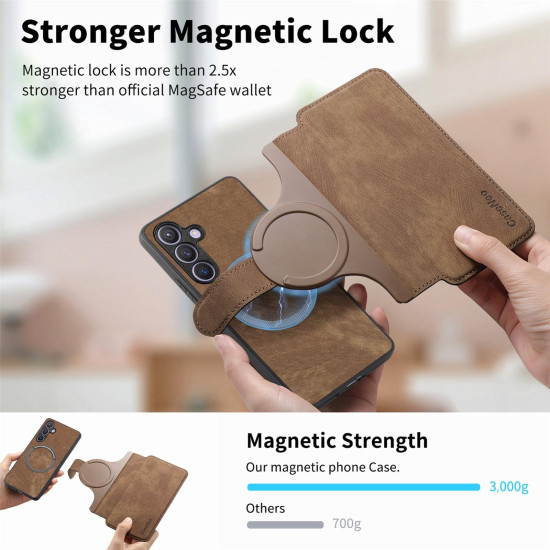 For Samsung Galaxy S24+ 5G CaseNeo MagSafe RFID Anti-theft Retro Leather Phone Case(Brown)