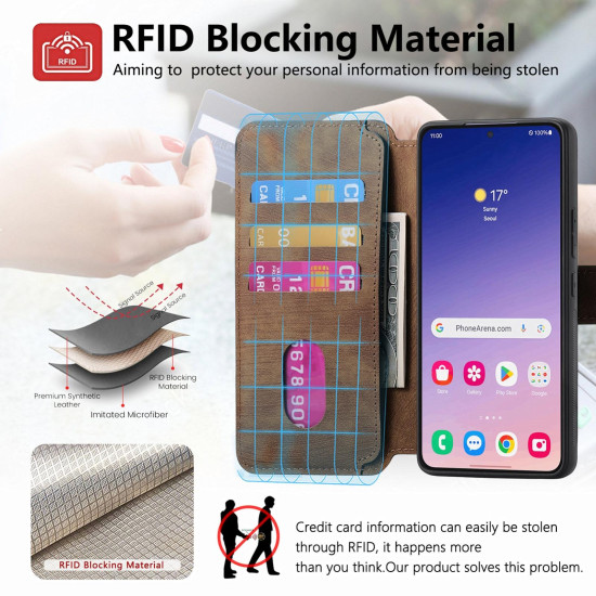 For Samsung Galaxy S24+ 5G CaseNeo MagSafe RFID Anti-theft Retro Leather Phone Case(Brown)