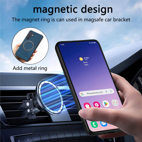 For Samsung Galaxy S24+ 5G CaseNeo MagSafe RFID Anti-theft Retro Leather Phone Case(Blue)