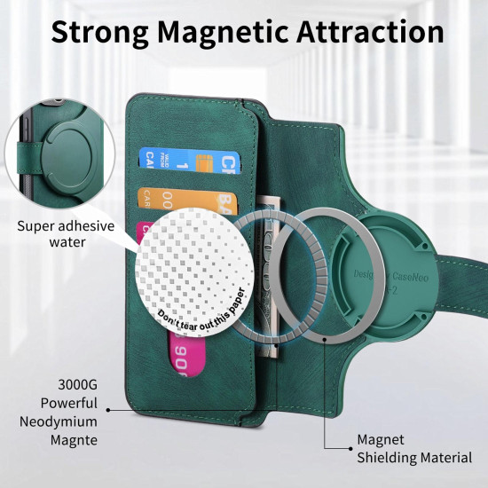 For Samsung Galaxy S24+ 5G CaseNeo MagSafe RFID Anti-theft Retro Leather Phone Case(Green)