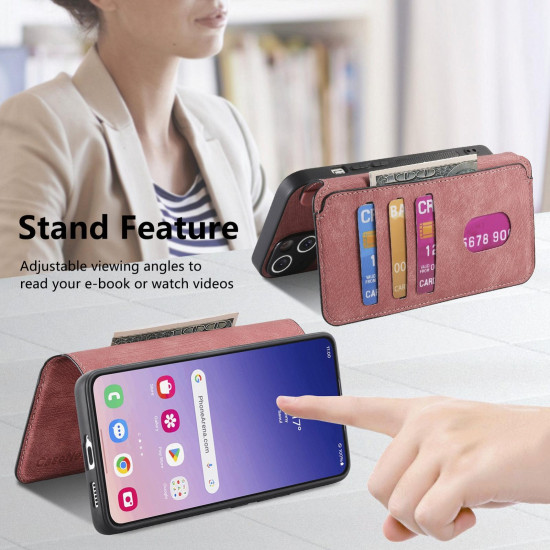 For Samsung Galaxy S24+ 5G CaseNeo MagSafe RFID Anti-theft Retro Leather Phone Case(Pink)