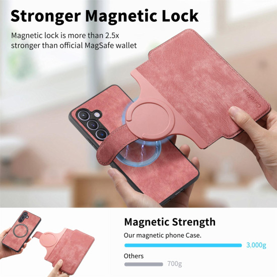 For Samsung Galaxy S24+ 5G CaseNeo MagSafe RFID Anti-theft Retro Leather Phone Case(Pink)