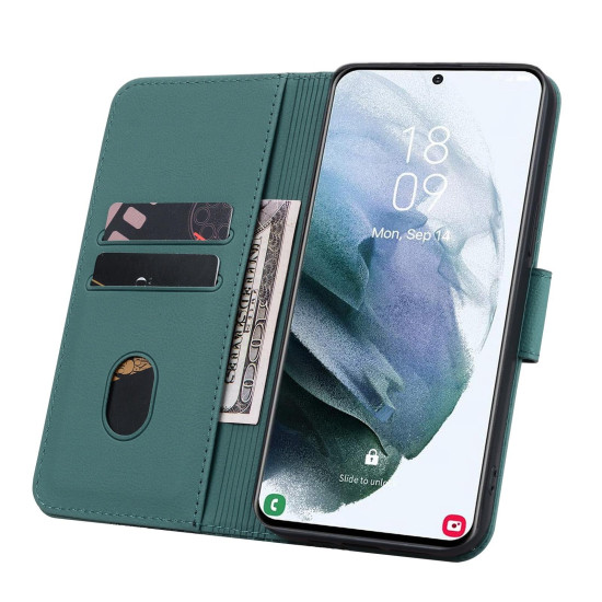 For Samsung Galaxy S25+ / S24+ 5G Diamond Buckle Leather Phone Case with Lanyard(Green)