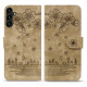 For Samsung Galaxy S24+ 5G Cartoon Sakura Cat Embossed Leather Phone Case(Brown)