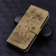 For Samsung Galaxy S24+ 5G Cartoon Sakura Cat Embossed Leather Phone Case(Brown)