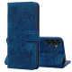 For Samsung Galaxy S24+ 5G Cartoon Sakura Cat Embossed Leather Phone Case(Royal Blue)