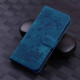 For Samsung Galaxy S24+ 5G Cartoon Sakura Cat Embossed Leather Phone Case(Royal Blue)
