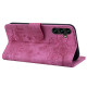 For Samsung Galaxy S24+ 5G Cartoon Sakura Cat Embossed Leather Phone Case(Rose Red)
