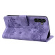 For Samsung Galaxy S24+ 5G Cartoon Sakura Cat Embossed Leather Phone Case(Purple)