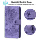 For Samsung Galaxy S24+ 5G Cartoon Sakura Cat Embossed Leather Phone Case(Purple)