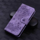 For Samsung Galaxy S24+ 5G Cartoon Sakura Cat Embossed Leather Phone Case(Purple)