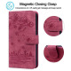 For Samsung Galaxy S24+ 5G Cartoon Sakura Cat Embossed Leather Phone Case(Wine Red)
