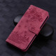 For Samsung Galaxy S24+ 5G Cartoon Sakura Cat Embossed Leather Phone Case(Wine Red)