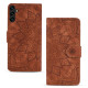 For Samsung Galaxy S25+ / S24+ 5G Mandala Embossed Dual-Fold Calf Leather Phone Case(Brown)