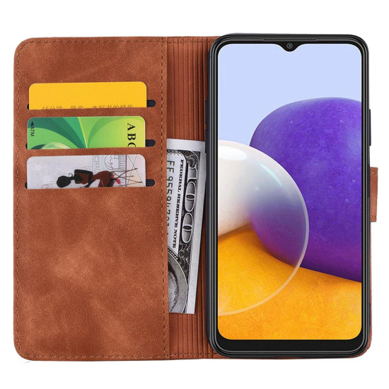 For Samsung Galaxy S25+ / S24+ 5G Mandala Embossed Dual-Fold Calf Leather Phone Case(Brown)