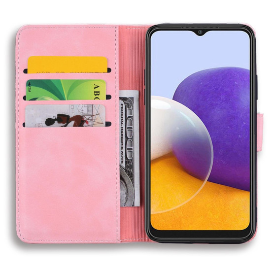 For Samsung Galaxy S25+ / S24+ 5G Mandala Embossed Dual-Fold Calf Leather Phone Case(Pink)
