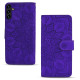 For Samsung Galaxy S25+ / S24+ 5G Mandala Embossed Dual-Fold Calf Leather Phone Case(Purple)
