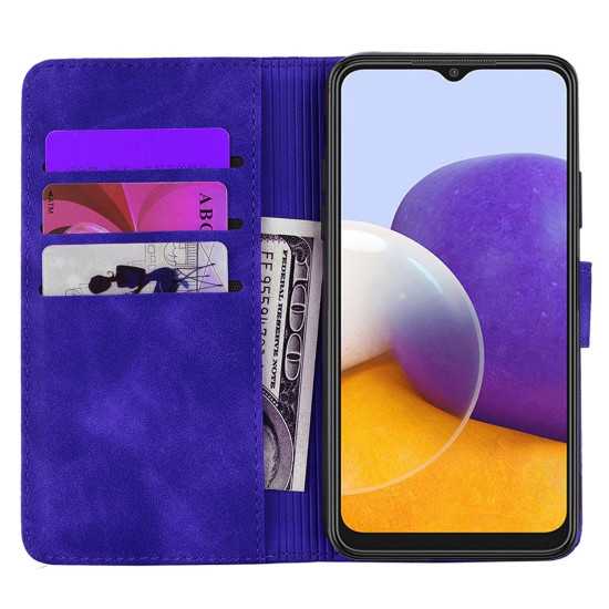 For Samsung Galaxy S25+ / S24+ 5G Mandala Embossed Dual-Fold Calf Leather Phone Case(Purple)