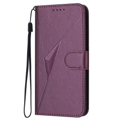 For Samsung Galaxy S24+ 5G Triangle Pattern Buckle Clasp Leather Phone Case(Dark Purple)